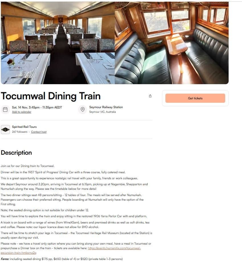 Tocumwal Dining Train
